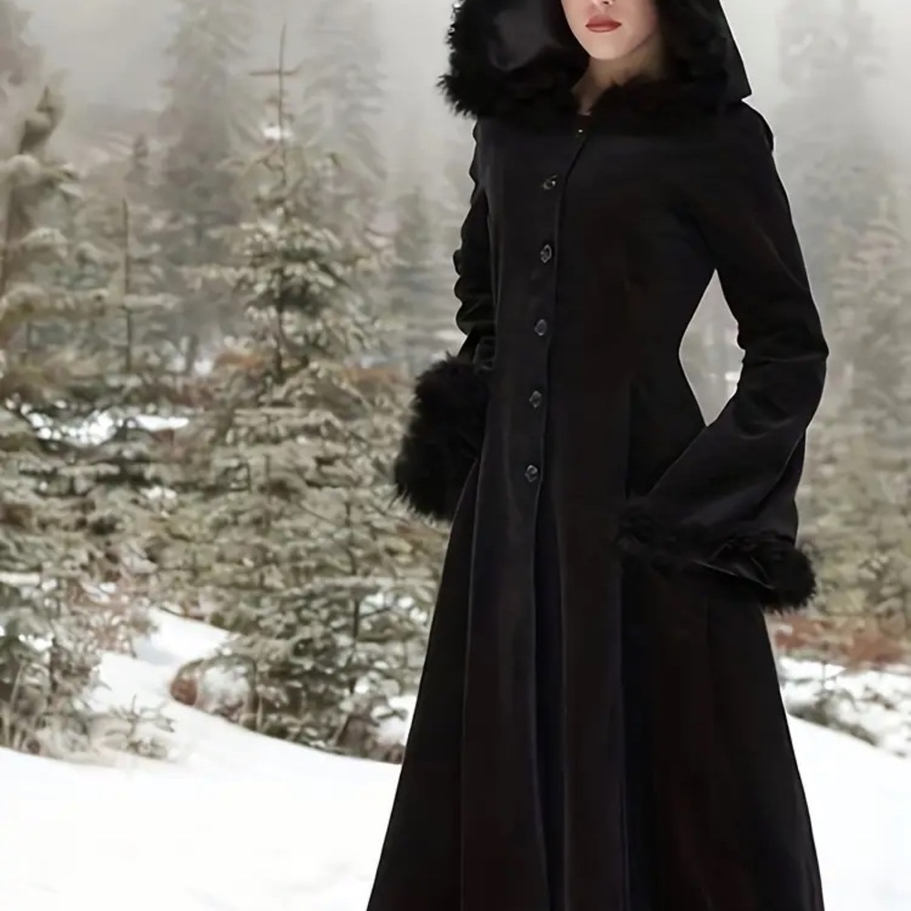 Elegant Women’s Maxi Coat with Satin Back ties. Machine washable.